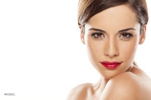 Profile of Brunette Model with Red Lips Profile of Brunette Model with Red Lips