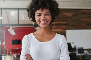 Happy Black Woman With Smooth Skin and Bright Smile