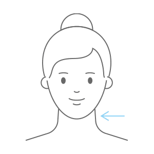 Graphic of Face Depicting a Lower Facelift with Arrow Pointing to Neck and Chin Area