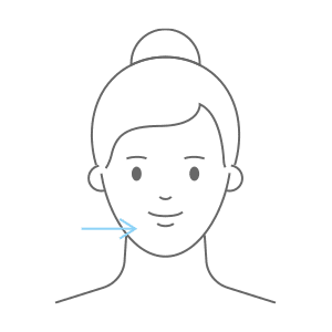 Mini Facelift Graphic With Arrow Pointing to Chin