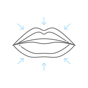 Graphic of Lips with Arrows Pointing All Around
